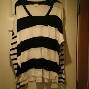 Blue and white striped sweater